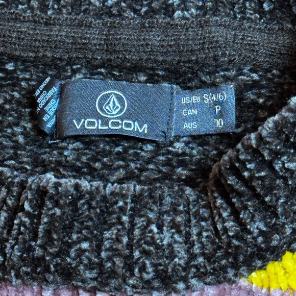 Volcom Black and Yellow Crewneck Sweater with Bold Stripes - Small - Super Soft - Picture 2 of 4